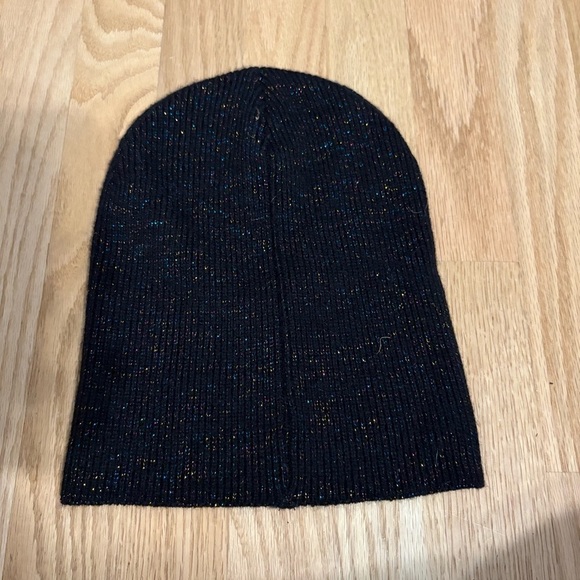 Sparkly Black Blue Knit Beanie with Multicolor Speckles Hat Women’s Winter main image 4